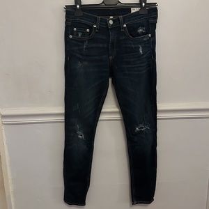 Rag & Bone Ankle Crop Distressed Dark Wash Jeans - Size 26